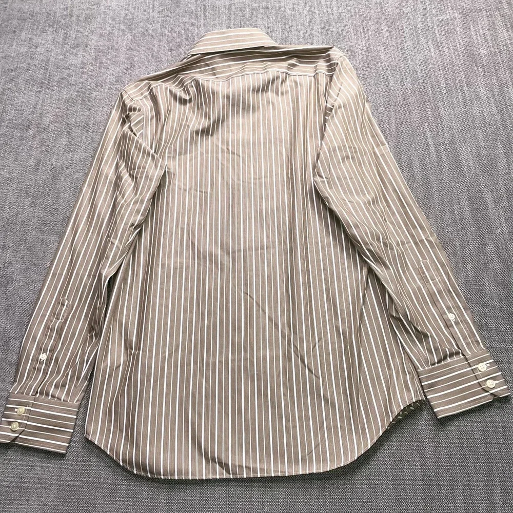 Banana Republic Mad Men Brown White Striped Long Sleeve Button Up Mens Medium